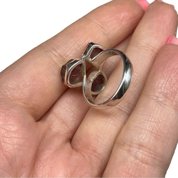 Raw Rough Pink Tourmaline Ring Size 6 Solid Sterling Silver 925 Natural Stone - Picture 5 of 8